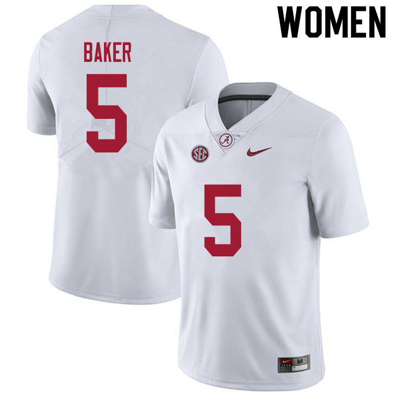 Women #5 Javon Baker Alabama White Tide College Football Jerseys Sale-White